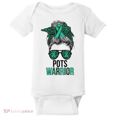 Pots Warrior Messy Bun Pots Awareness Day Pots Fighter Baby Bodysuit