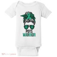 Pots Warrior Messy Bun Pots Awareness Day Pots Fighter Baby Bodysuit thumb 0