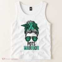 Pots Warrior Messy Bun Pots Awareness Day Pots Fighter Tank Top thumb 2