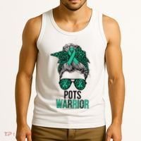 Pots Warrior Messy Bun Pots Awareness Day Pots Fighter Tank Top thumb 3