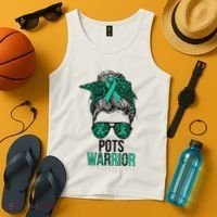 Pots Warrior Messy Bun Pots Awareness Day Pots Fighter Tank Top thumb 4