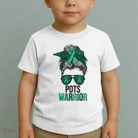 Pots Warrior Messy Bun Pots Awareness Day Pots Fighter Toddler T-Shirt thumb 2