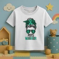 Pots Warrior Messy Bun Pots Awareness Day Pots Fighter Toddler T-Shirt thumb 3