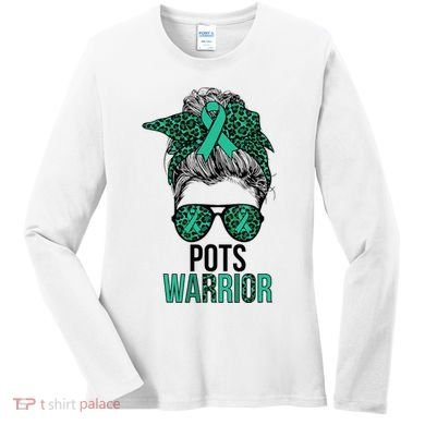 Pots Warrior Messy Bun Pots Awareness Day Pots Fighter Women's Long Sleeve Shirt