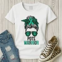 Pots Warrior Messy Bun Pots Awareness Day Pots Fighter Women's T-Shirt thumb 3