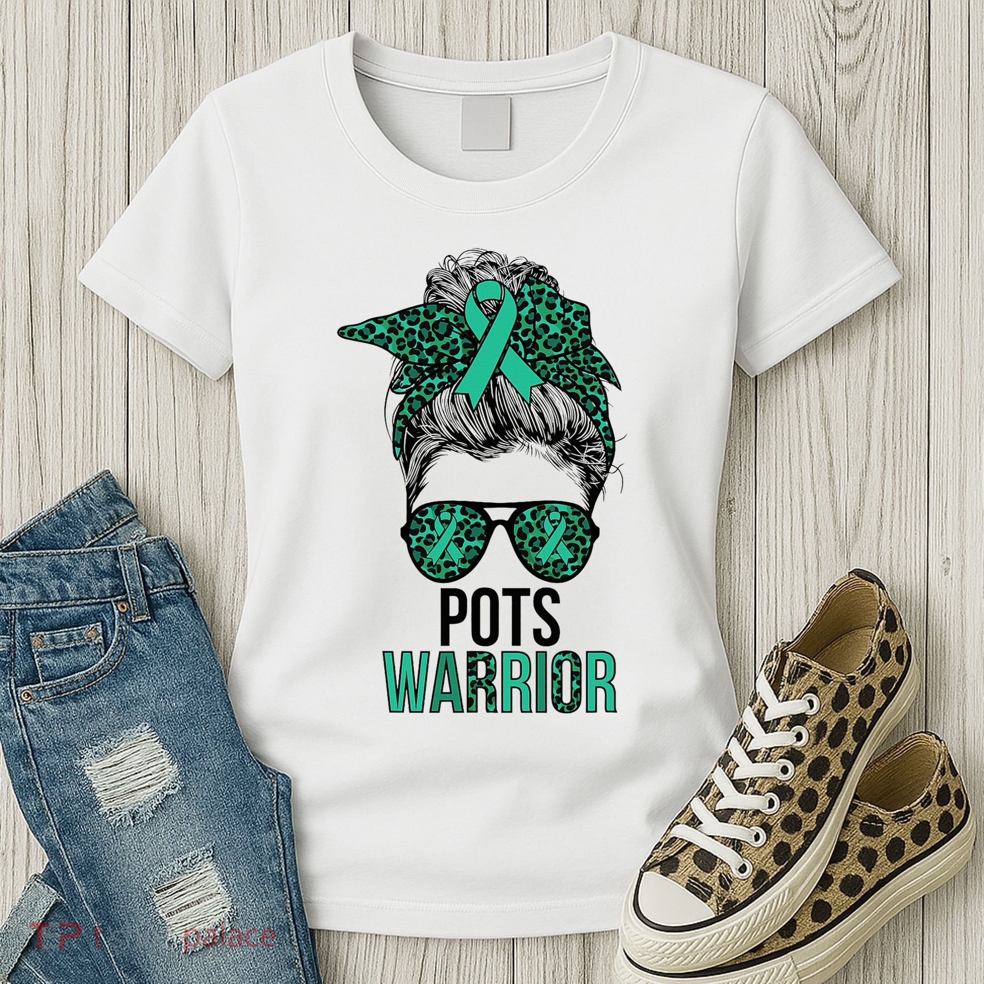 Pots Warrior Messy Bun Pots Awareness Day Pots Fighter Women's T-Shirt