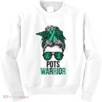 Pots Warrior Messy Bun Pots Awareness Day Pots Fighter Kids Sweatshirt thumb 0