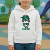 Pots Warrior Messy Bun Pots Awareness Day Pots Fighter Kids Hoodie thumb 3