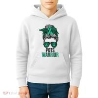 Pots Warrior Messy Bun Pots Awareness Day Pots Fighter Kids Hoodie thumb 4
