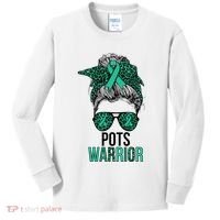 Pots Warrior Messy Bun Pots Awareness Day Pots Fighter Kids Long Sleeve Shirt thumb 0