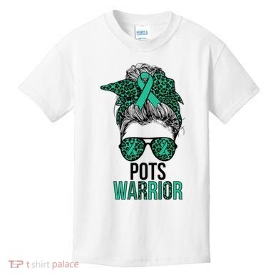 Pots Warrior Messy Bun Pots Awareness Day Pots Fighter Kids T-Shirt