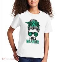 Pots Warrior Messy Bun Pots Awareness Day Pots Fighter Kids T-Shirt thumb 2