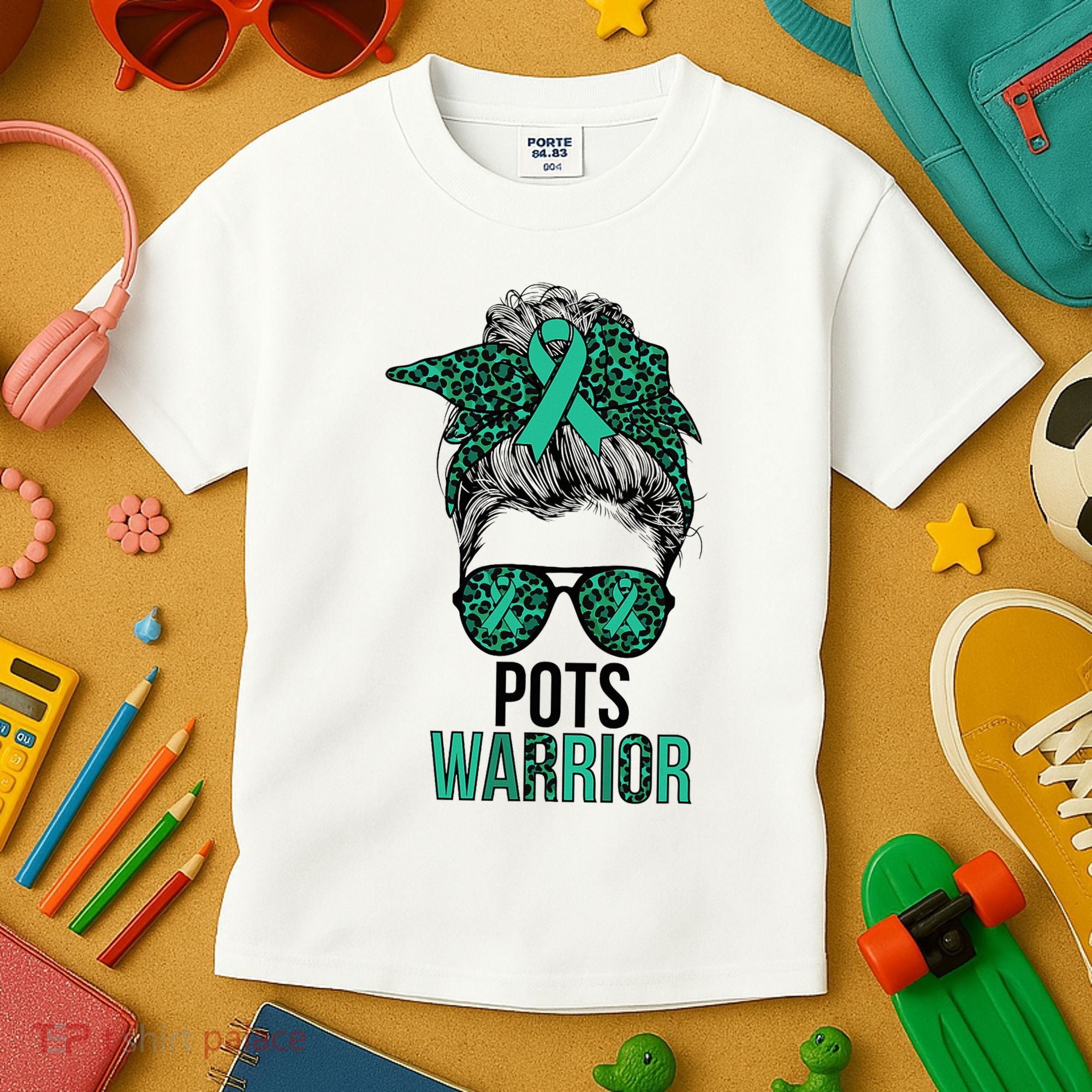Pots Warrior Messy Bun Pots Awareness Day Pots Fighter Kids T-Shirt