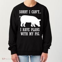 Plans With My Pig Ironic Farmer Pork Gift Women's Sweatshirt thumb 0