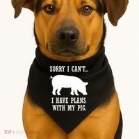 Plans With My Pig Ironic Farmer Pork Gift USA-Made Doggie Bandana thumb 1