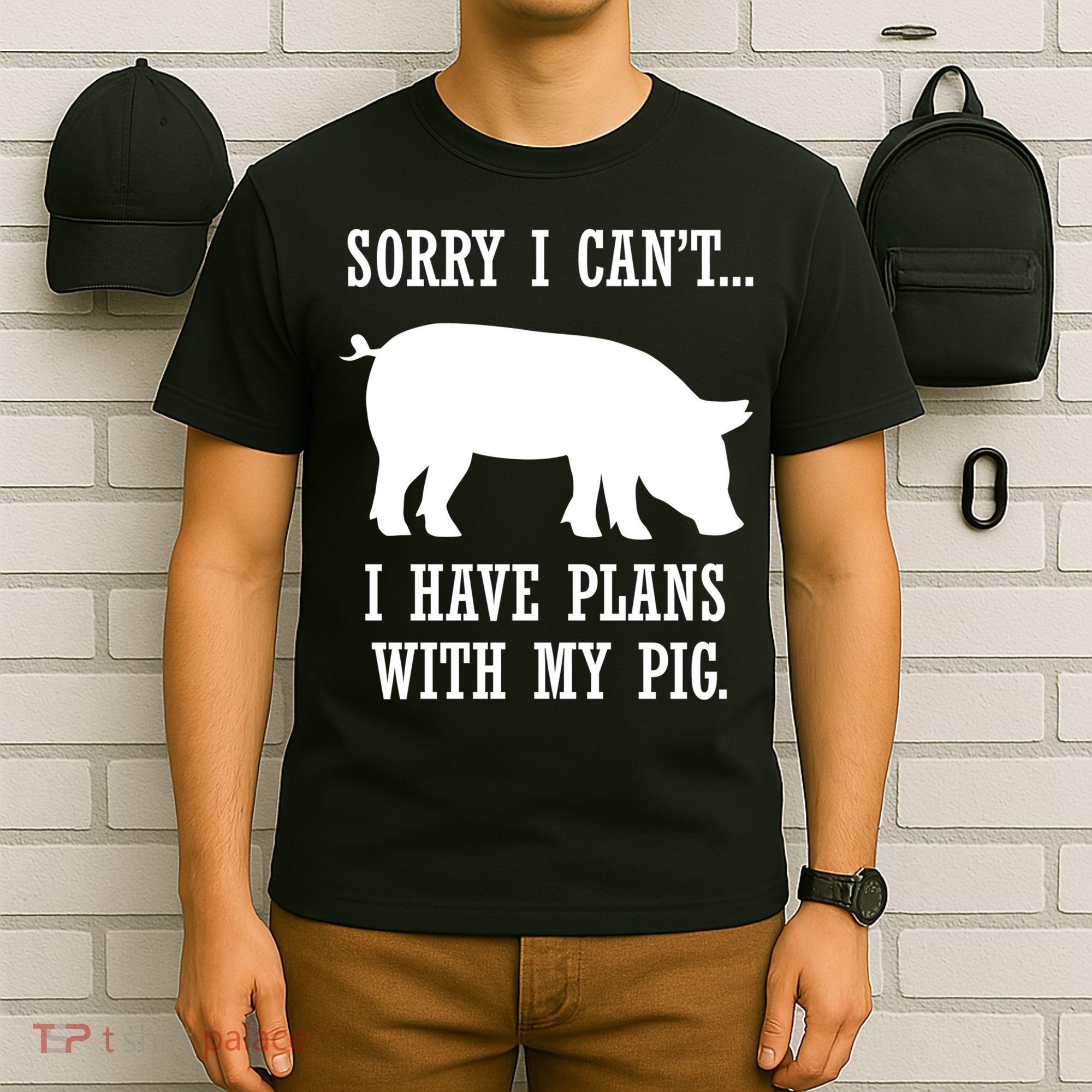 Plans With My Pig Ironic Farmer Pork Gift T-Shirt