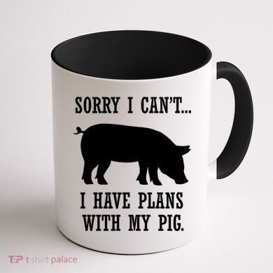 Plans With My Pig Ironic Farmer Pork Gift Coffee Mug back
