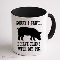 Plans With My Pig Ironic Farmer Pork Gift Coffee Mug thumb 1