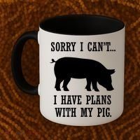 Plans With My Pig Ironic Farmer Pork Gift Coffee Mug thumb 2