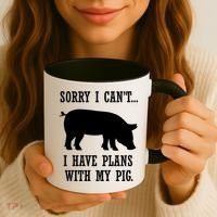 Plans With My Pig Ironic Farmer Pork Gift Coffee Mug thumb 3