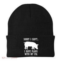 Plans With My Pig Ironic Farmer Pork Gift Beanie thumb 0