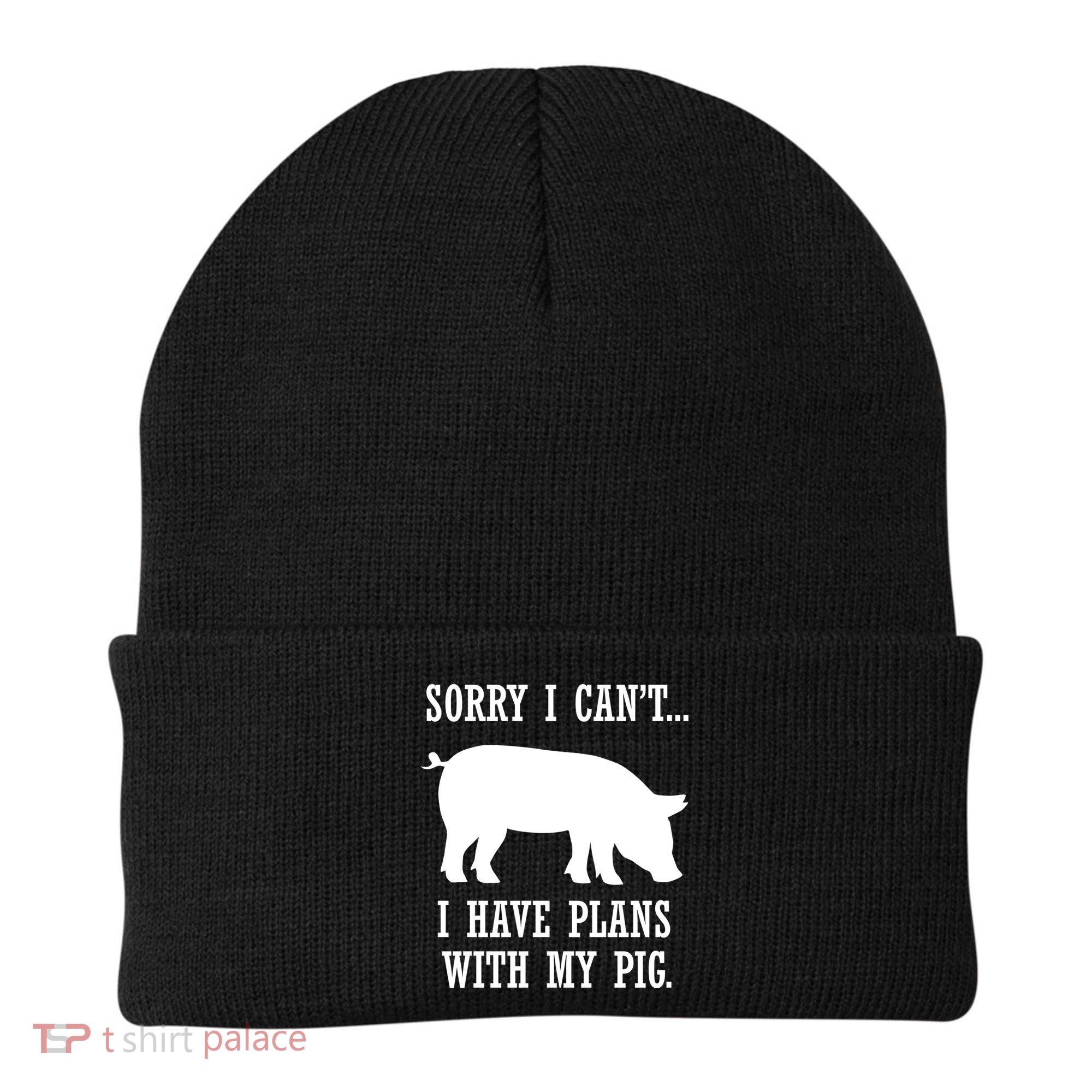Plans With My Pig Ironic Farmer Pork Gift Beanie