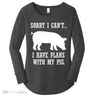 Plans With My Pig Ironic Farmer Pork Gift Women's Perfect Tri Tunic Long Sleeve Shirt thumb 0