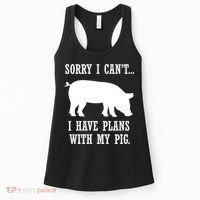 Plans With My Pig Ironic Farmer Pork Gift Women's Tank Top thumb 0
