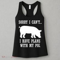 Plans With My Pig Ironic Farmer Pork Gift Women's Tank Top thumb 3