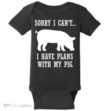 Plans With My Pig Ironic Farmer Pork Gift Baby Bodysuit