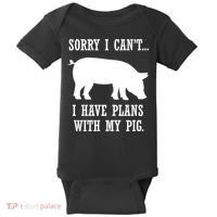 Plans With My Pig Ironic Farmer Pork Gift Baby Bodysuit thumb 0