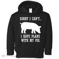 Plans With My Pig Ironic Farmer Pork Gift Toddler Hoodie thumb 0