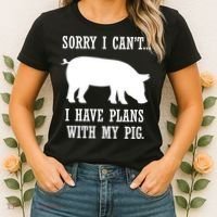 Plans With My Pig Ironic Farmer Pork Gift Women's T-Shirt thumb 2