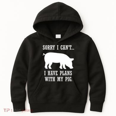 Plans With My Pig Ironic Farmer Pork Gift Kids Hoodie