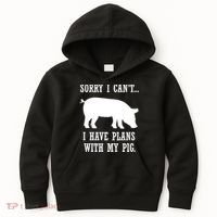 Plans With My Pig Ironic Farmer Pork Gift Kids Hoodie thumb 0