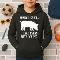 Plans With My Pig Ironic Farmer Pork Gift Kids Hoodie thumb 2
