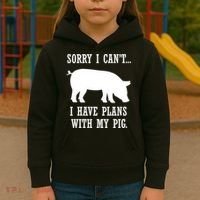 Plans With My Pig Ironic Farmer Pork Gift Kids Hoodie thumb 3