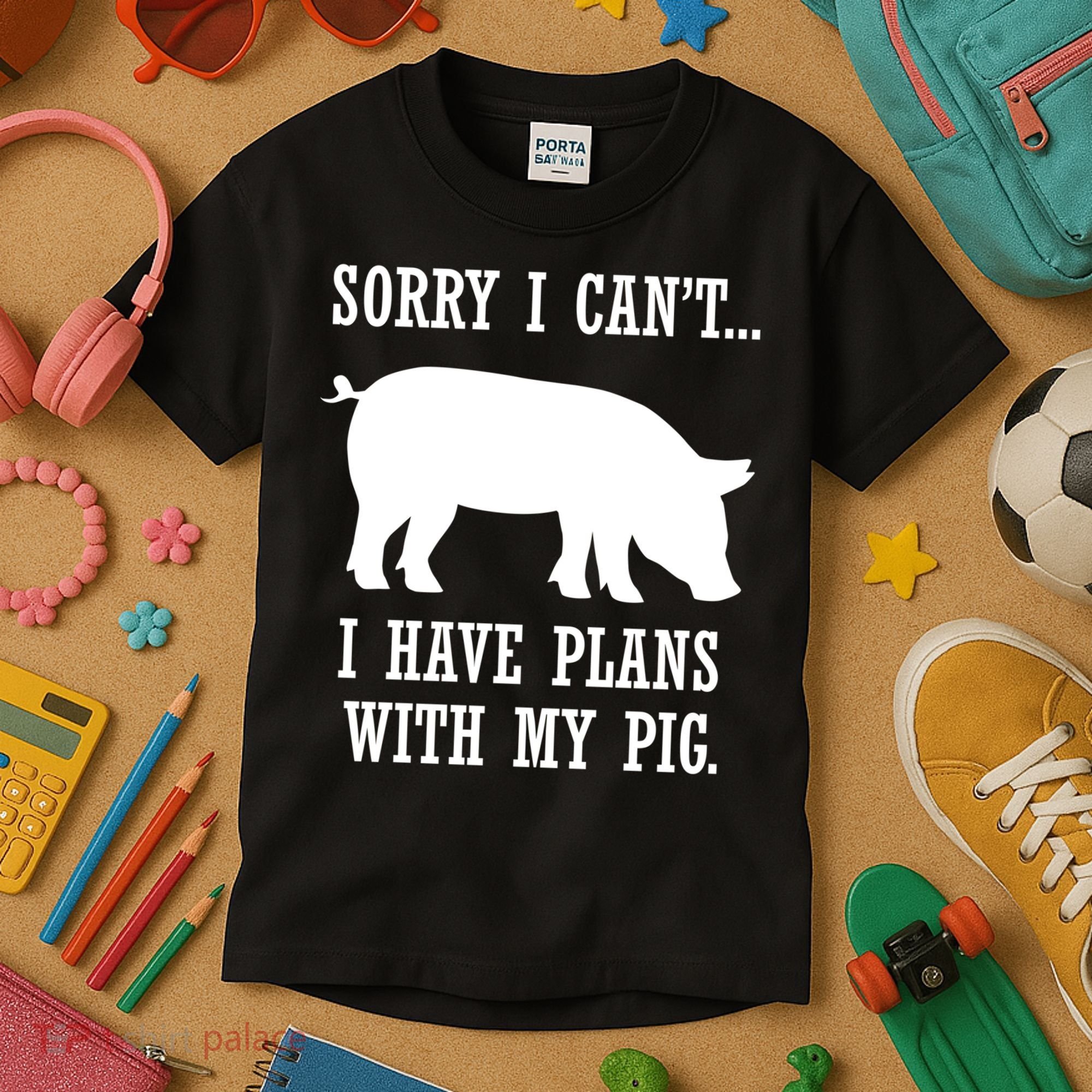 Plans With My Pig Ironic Farmer Pork Gift Kids T-Shirt