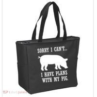 Plans With My Pig Ironic Farmer Pork Gift Tote Bag thumb 2