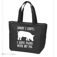 Plans With My Pig Ironic Farmer Pork Gift Tote Bag thumb 3