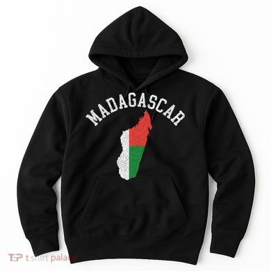 Patriotic Women Madagascar Flag Map Distressed Hoodie