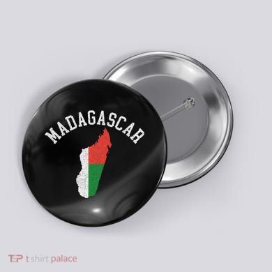 Patriotic Women Madagascar Flag Map Distressed Button