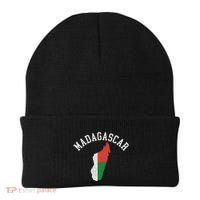 Patriotic Women Madagascar Flag Map Distressed Beanie thumb 0