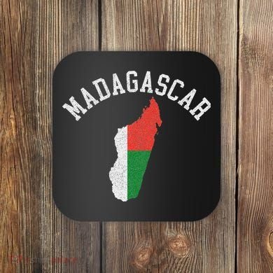 Patriotic Women Madagascar Flag Map Distressed Coaster