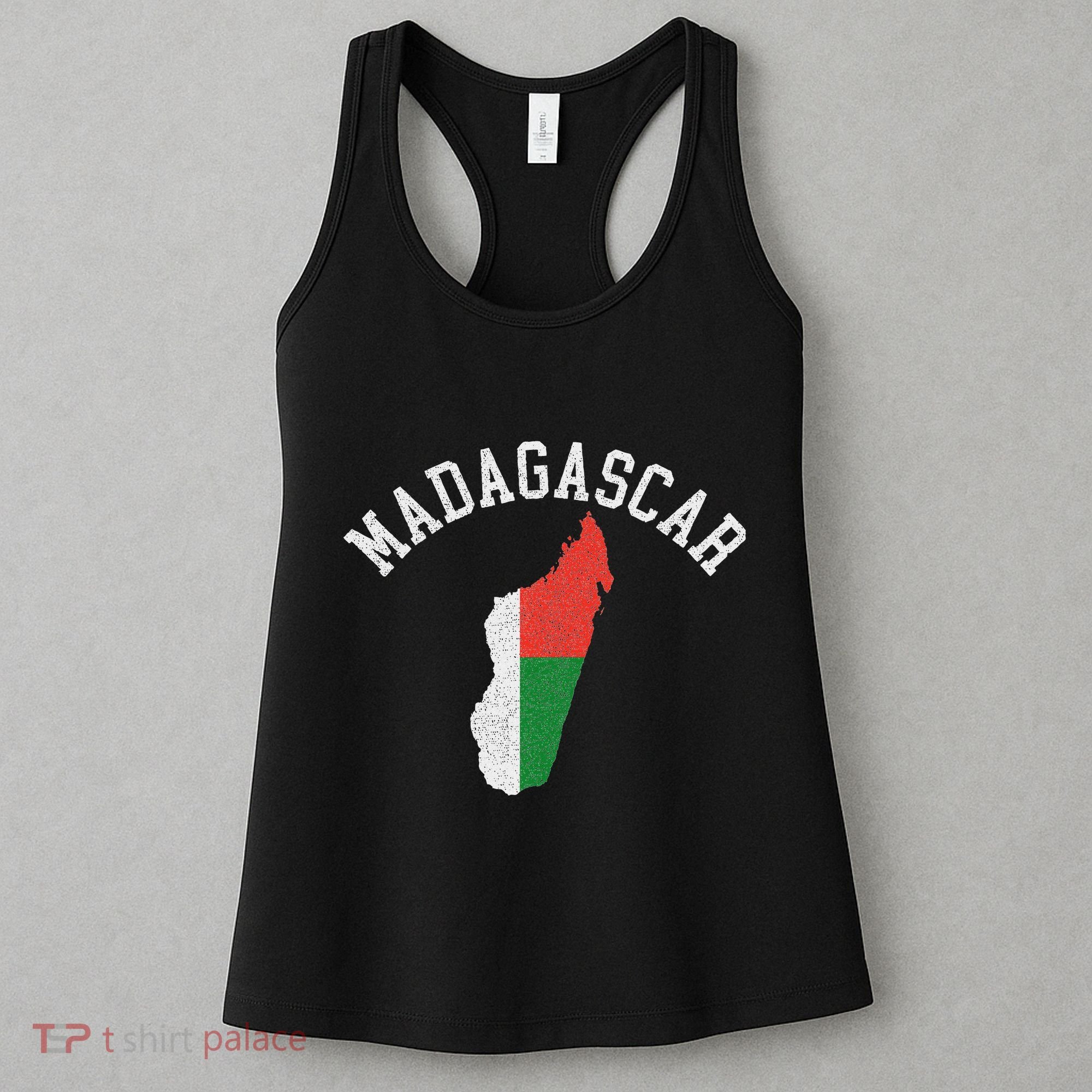 Patriotic Women Madagascar Flag Map Distressed Women's Tank Top