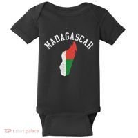 Patriotic Women Madagascar Flag Map Distressed Baby Bodysuit thumb 0