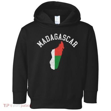 Patriotic Women Madagascar Flag Map Distressed Toddler Hoodie