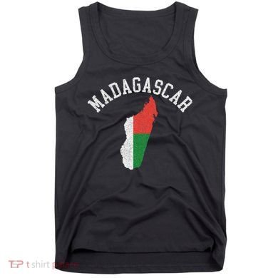 Patriotic Women Madagascar Flag Map Distressed Tank Top