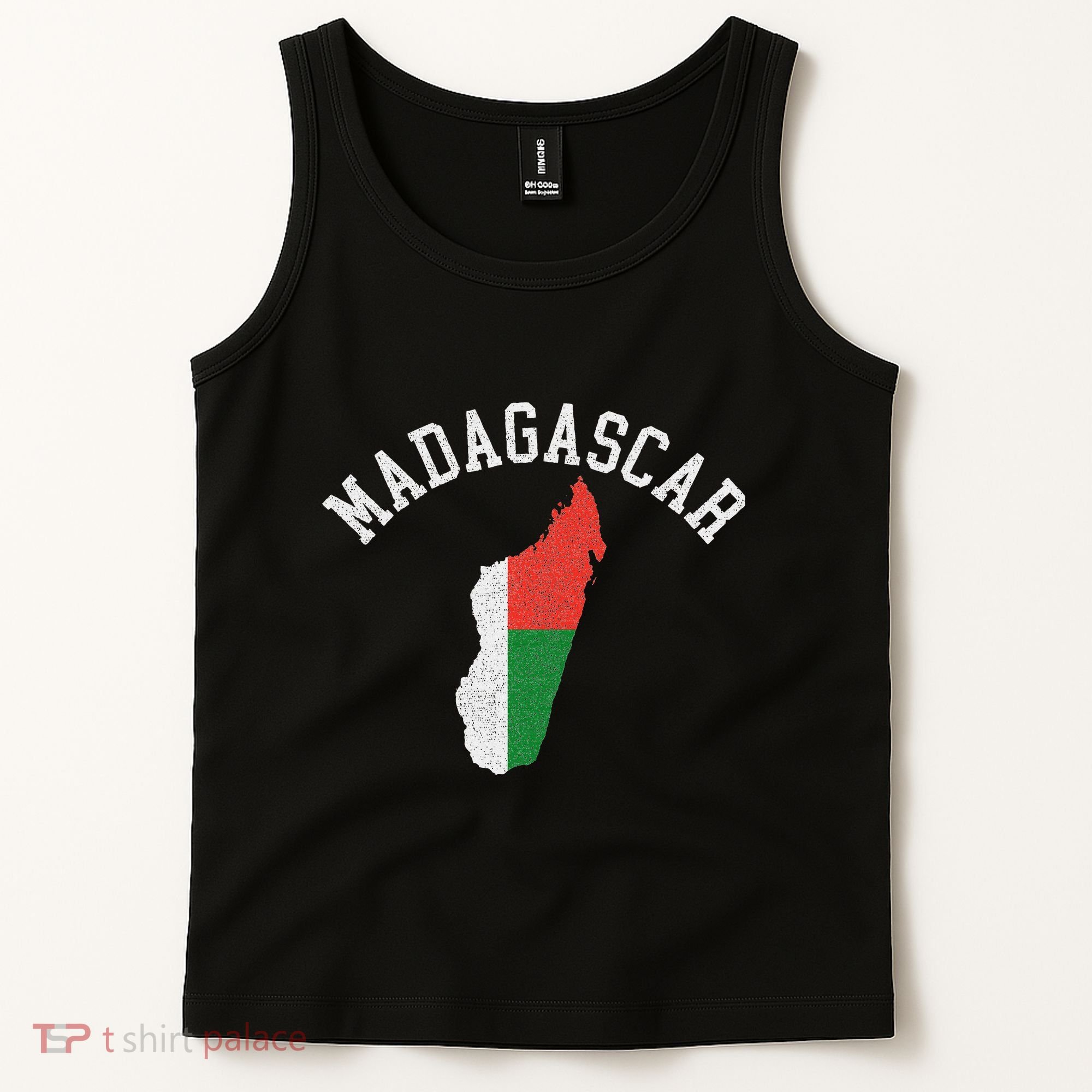 Patriotic Women Madagascar Flag Map Distressed Tank Top