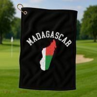 Patriotic Women Madagascar Flag Map Distressed Golf Towel thumb 1